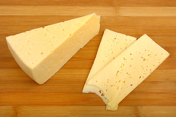 Image showing cheese on a wooden board