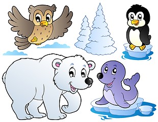 Image showing Various happy winter animals