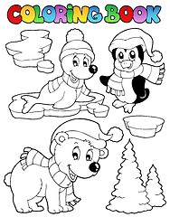 Image showing Coloring book wintertime animals 2