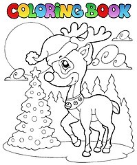 Image showing Coloring book Christmas deer 1