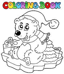 Image showing Coloring book Christmas bear