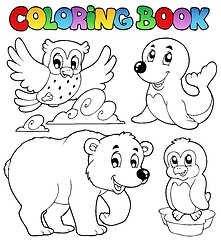 Image showing Coloring book happy winter animals
