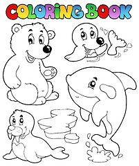 Image showing Coloring book wintertime animals 1