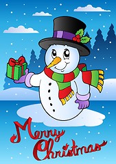 Image showing Merry Christmas card with snowman 2