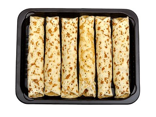 Image showing pancakes on a plastic box