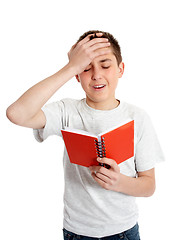 Image showing Emotional student, blunder, upset, mistake