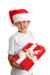 Image showing happy child with Christmas gift