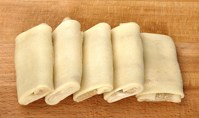 Image showing pancakes on a wooden background