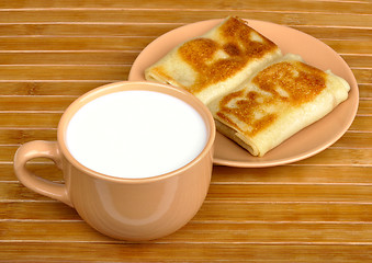 Image showing pancakes and milk