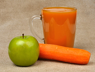 Image showing apple carrot and a glass of juice