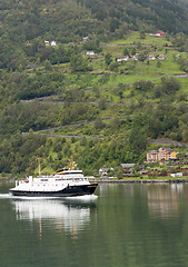 Image showing Ferry boat in Geiranger