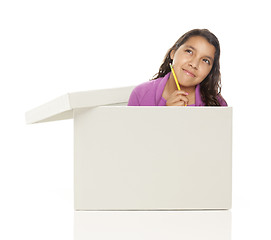 Image showing Ethnic Female Popping Out and Thinking Outside The Box