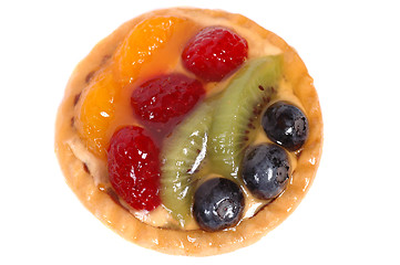 Image showing Fruit tart on white plate 4
