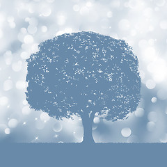 Image showing Tree silhouette blue and white landscape. EPS 8