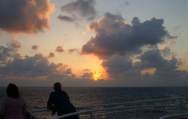 Image showing sunset on a sea