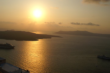 Image showing Sunset on a greek island santorini