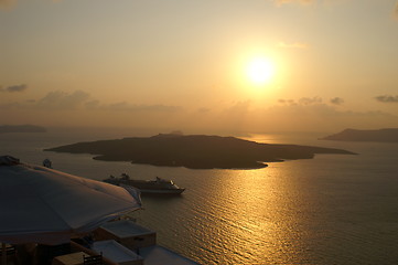 Image showing Sunset on a greek island santorini