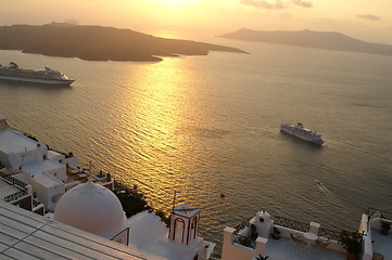 Image showing Sunset on a greek island santorini