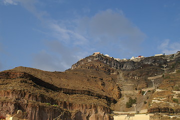 Image showing Cruise ship near Santorini island