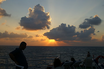 Image showing sunset on a sea