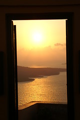 Image showing Sunset on a greek island santorini