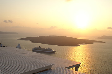 Image showing Sunset on a greek island santorini