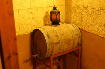 Image showing wine barrel in a restourant