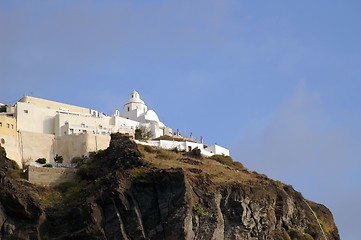 Image showing Cruise ship near Santorini island