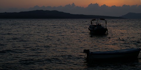 Image showing Sunset on a greek island santorini