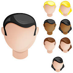 Image showing People Heads Male and Female. Set of 4 hair and skin colors