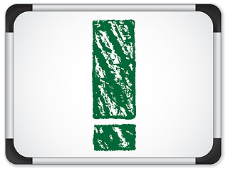 Image showing Whiteboard with Exclamation Mark  written in Green