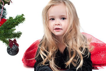 Image showing Baby girl dressed up for Christams