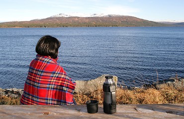 Image showing Woman by lake