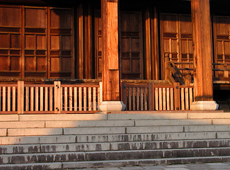 Image showing Wooden temple-architectural detail