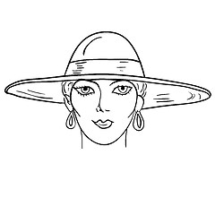 Image showing Hand-drawn fashion model. Vector illustration. Woman's face