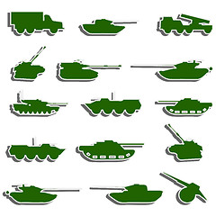 Image showing Vector Tanks, artillery and vehicles from second world war  stic