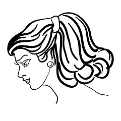 Image showing Hand-drawn fashion model. Vector illustration. Woman's face