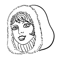Image showing Hand-drawn fashion model. Vector illustration. Woman's face
