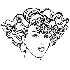 Image showing Hand-drawn fashion model. Vector illustration. Woman's face