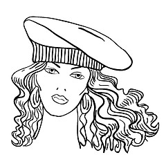 Image showing Hand-drawn fashion model. Vector illustration. Woman's face