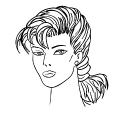 Image showing Hand-drawn fashion model. Vector illustration. Woman's face