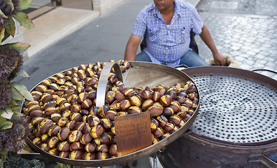 Image showing Roasted chestnuts for sale