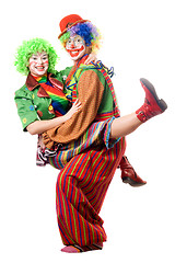 Image showing A couple of joyful clowns