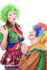 Image showing Funny loving couple of clowns