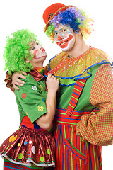 Image showing Couple of colorful clowns