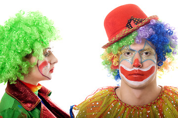 Image showing Portrait of a pair of serious clowns