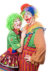 Image showing Couple of funny clowns. Isolated