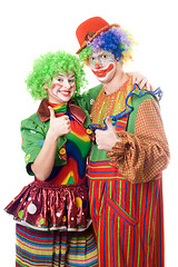Image showing Couple of happy clowns