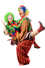Image showing A couple of playful clowns