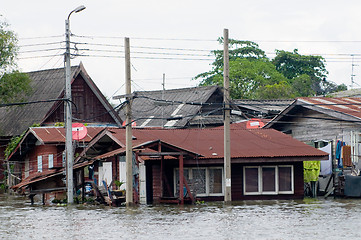 Image showing Flooded houses in Bangkok, Thailand